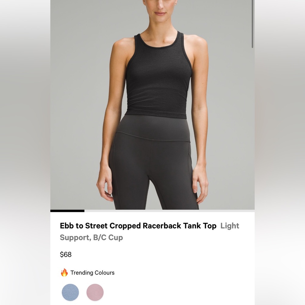 Lululemon Ebb to street crop tank